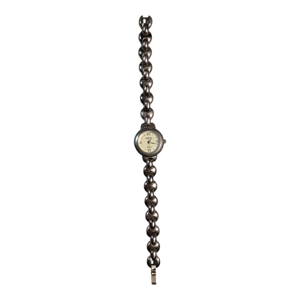 Vtg 1990s Rumours Silver Tone Roman Numeral Link Bracelet Watch Not Running